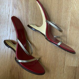Women’s Leather PARISI & NADALINI Sculptural Gold Heeled Sandals Size 37.5